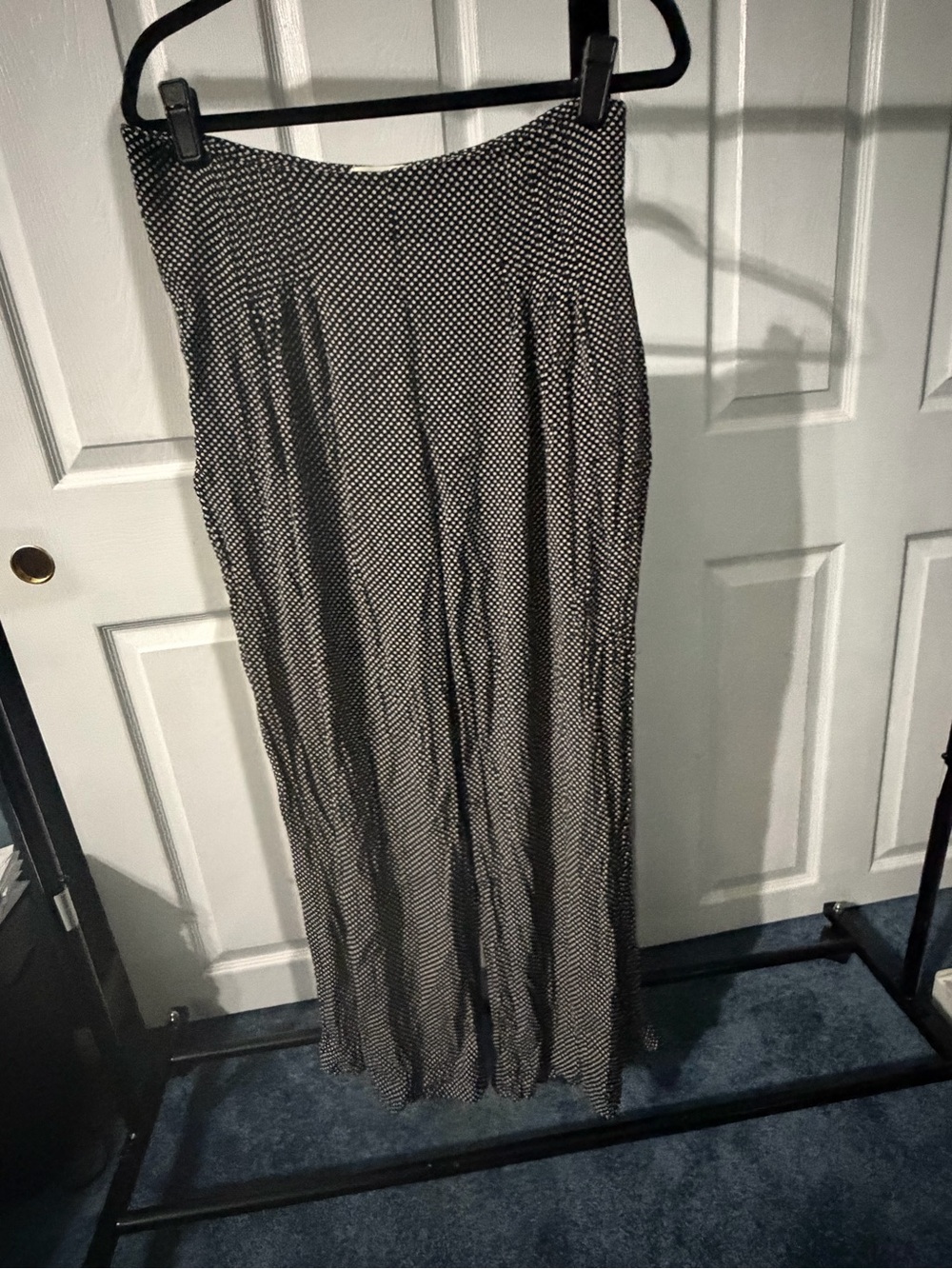 Anthropologie Maeve black and white polka dot viscose wide leg pant